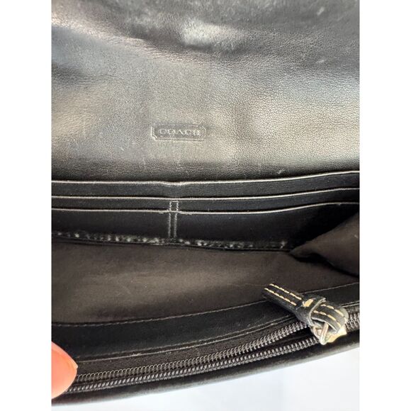 Y2K Coach Black Leather Wallet w/Equestrian Buckle - Unisex - Picture 8 of 9